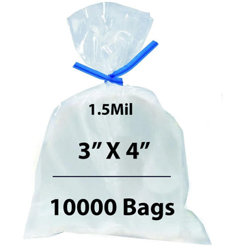 Flat Polypropylene Bags 1.5 Mil 3X4 inches 10000 Bags